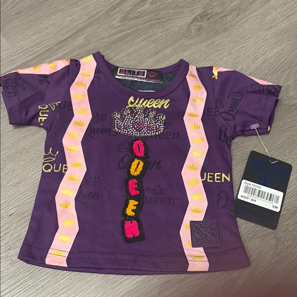 Brand New Elite Premium Denim Purple and Pink Short Sleeve Tee